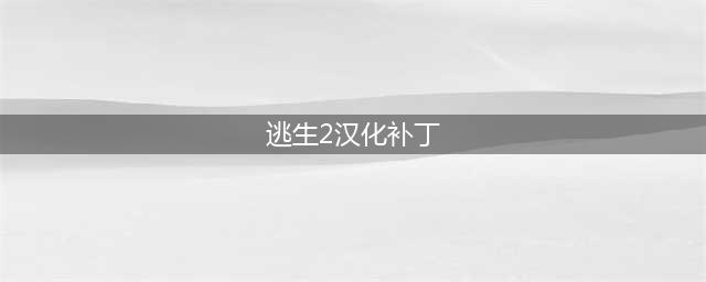 逃生2怎么设置中文语言 逃生2汉化补丁使用教程