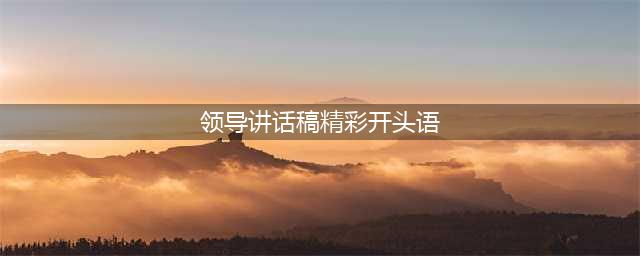 领导讲话稿的几种经典开头(领导讲话稿精彩开头语)