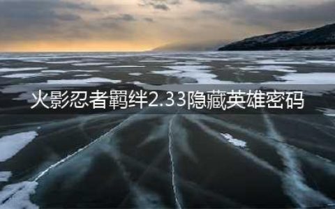 火影忍者羁绊2.33隐藏英雄密码是什么