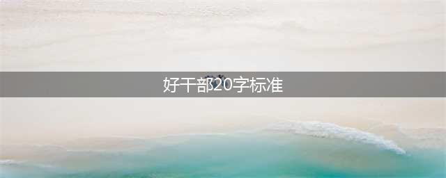 好干部“20字”标准(好干部20字标准)