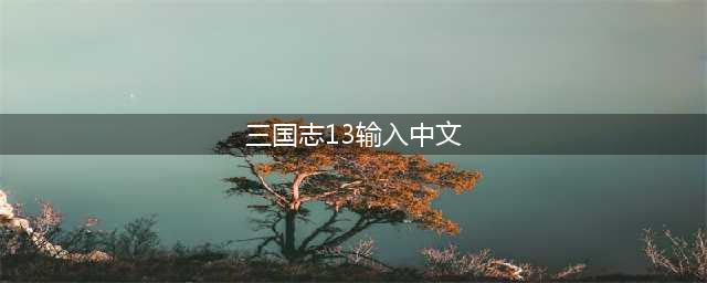 《三国志13》输入几乎所有汉字办法(三国志13输入中文)