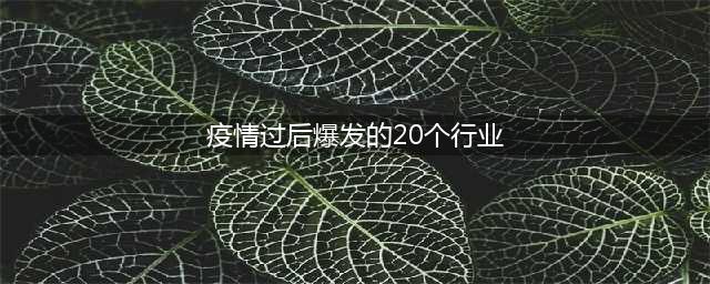 疫情过后，最有可能爆发的12个赚钱行业(疫情过后爆发的20个行业)
