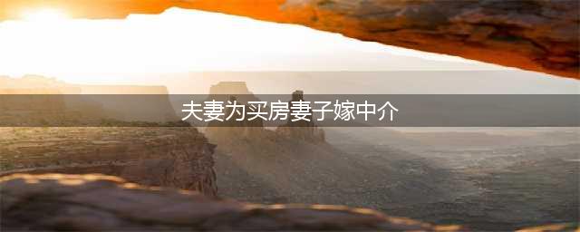 你不知道的买房奇葩事：夫妻为买房妻子嫁中介(夫妻为买房妻子嫁中介)